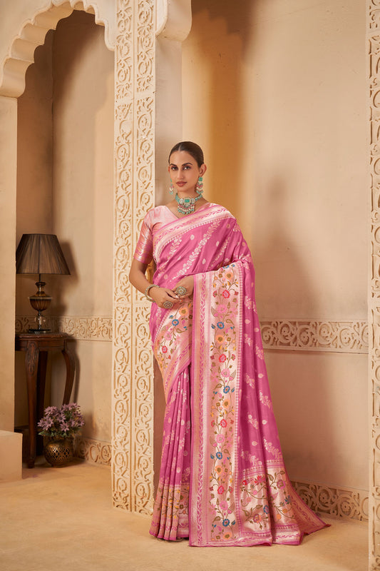 Pink Tussar Silk Saree 5111