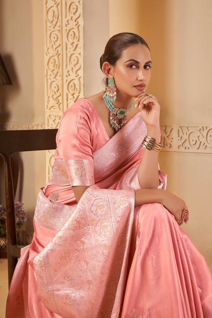 Pink Mashru Silk Saree 6074