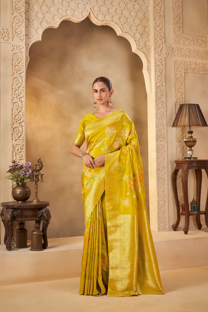 Yellow Haldi mehendi Viscose Saree 6046