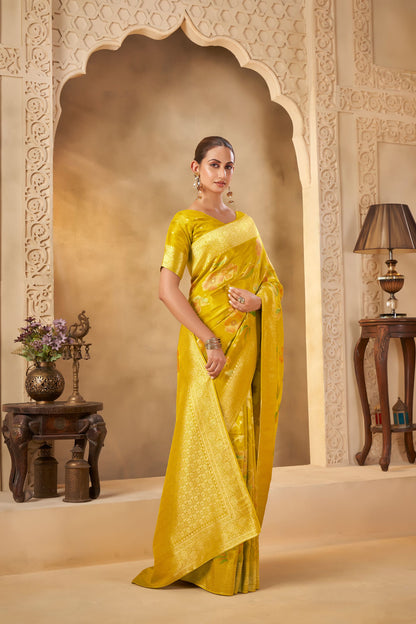 Yellow Haldi mehendi Viscose Saree 6046