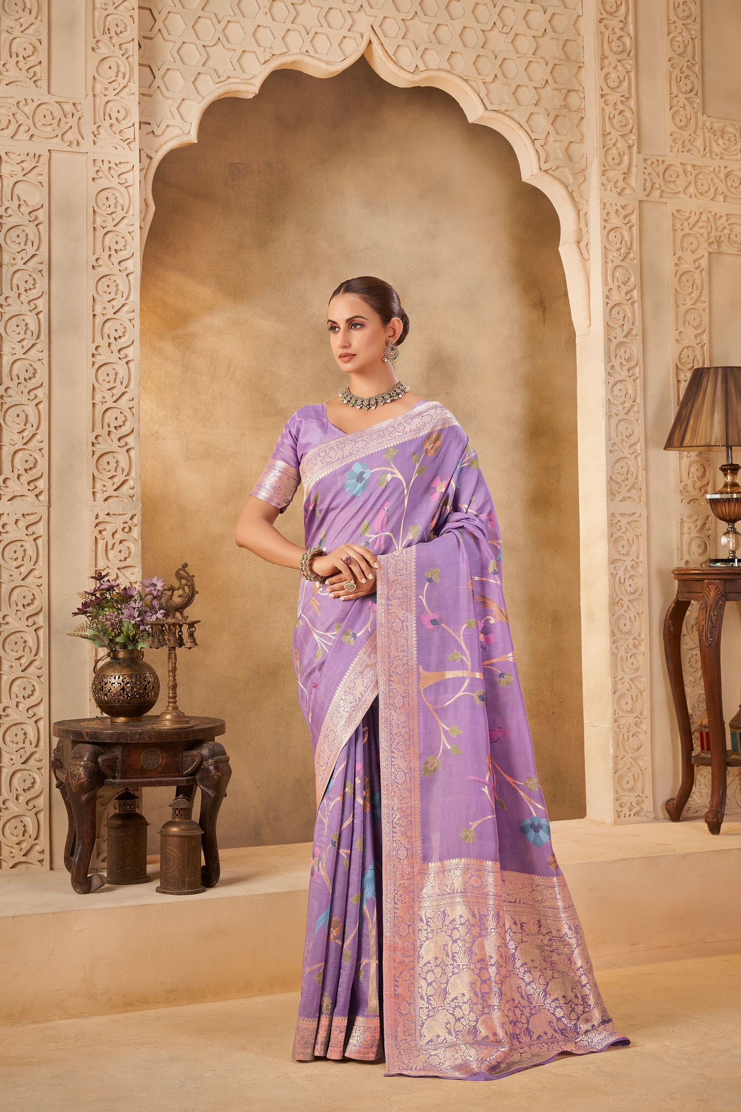 Lavender Tussar Silk Saree 6135
