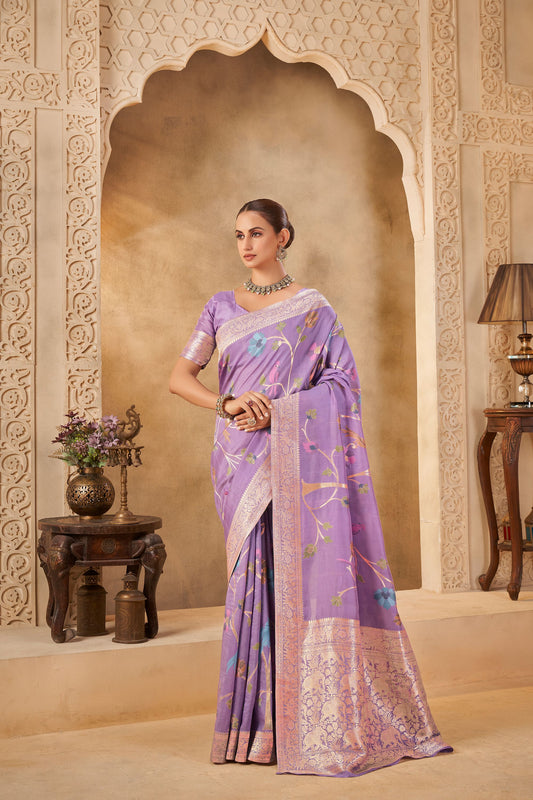 Lavender Tussar Silk Saree 6135