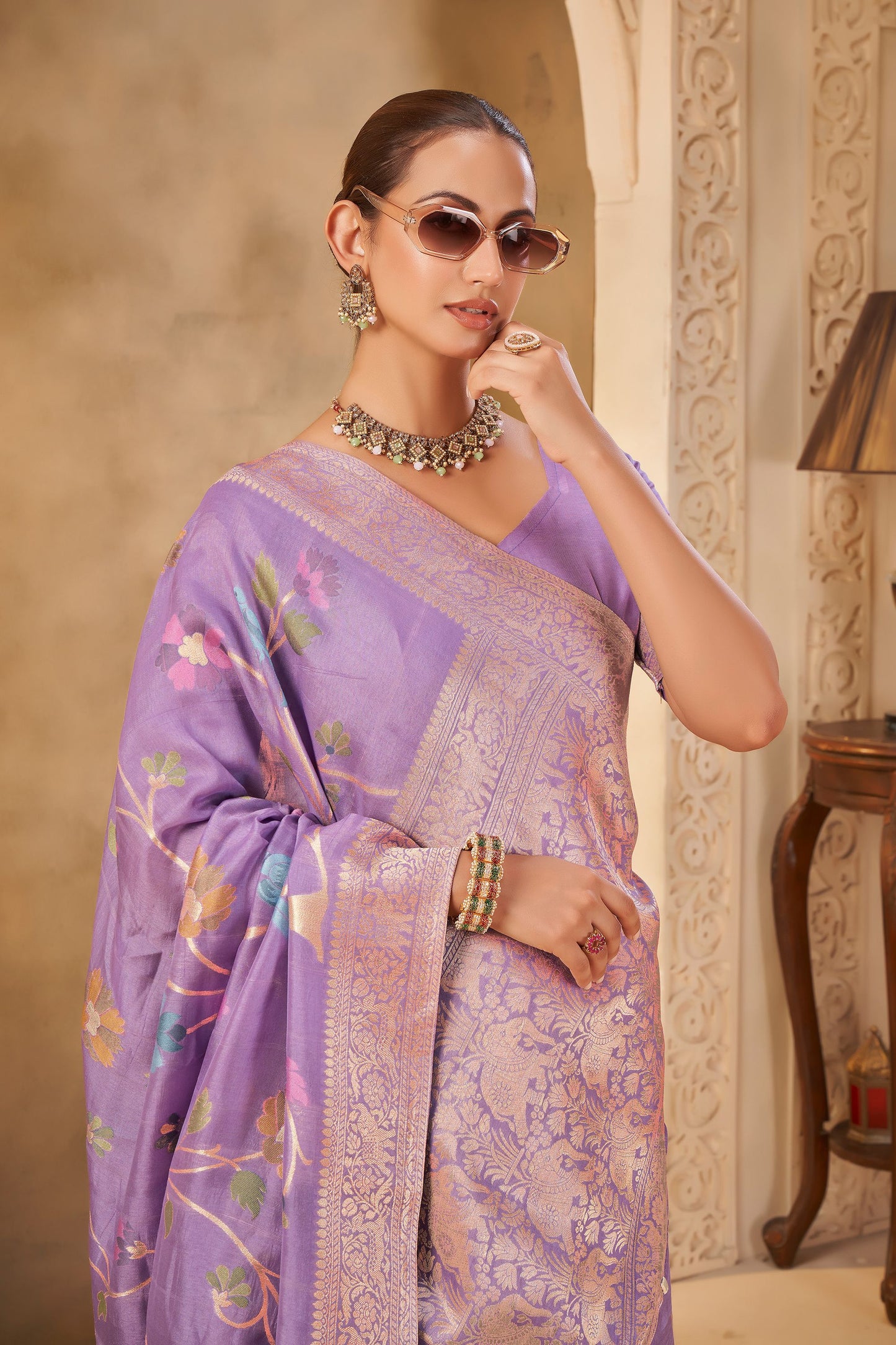 Lavender Tussar Silk Saree 6135