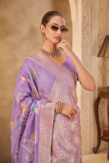 Lavender Tussar Silk Saree 6135