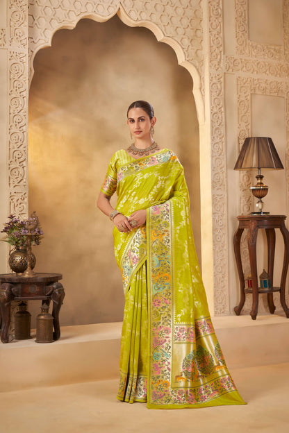 Yellow Haldi mehendi Tussar Silk Saree 6056