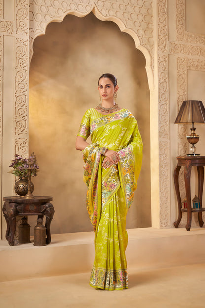 Yellow Haldi mehendi Tussar Silk Saree 6056