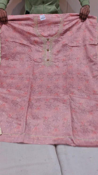 Pink, peach Designer Unstitched Suit