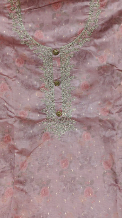 Pink, peach Designer Unstitched Suit