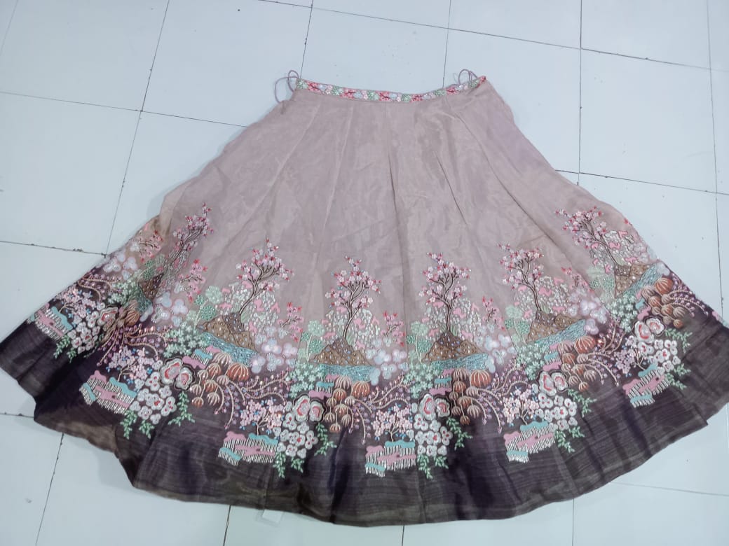 Purple Multi-Color Net Fabric Sequins Work Heavy Floral Embroidered Lehenga