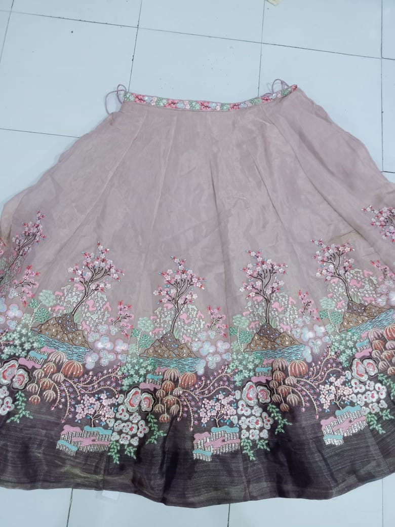 Purple Multi-Color Net Fabric Sequins Work Heavy Floral Embroidered Lehenga