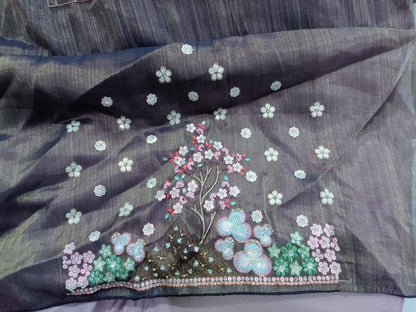 Purple Multi-Color Net Fabric Sequins Work Heavy Floral Embroidered Lehenga