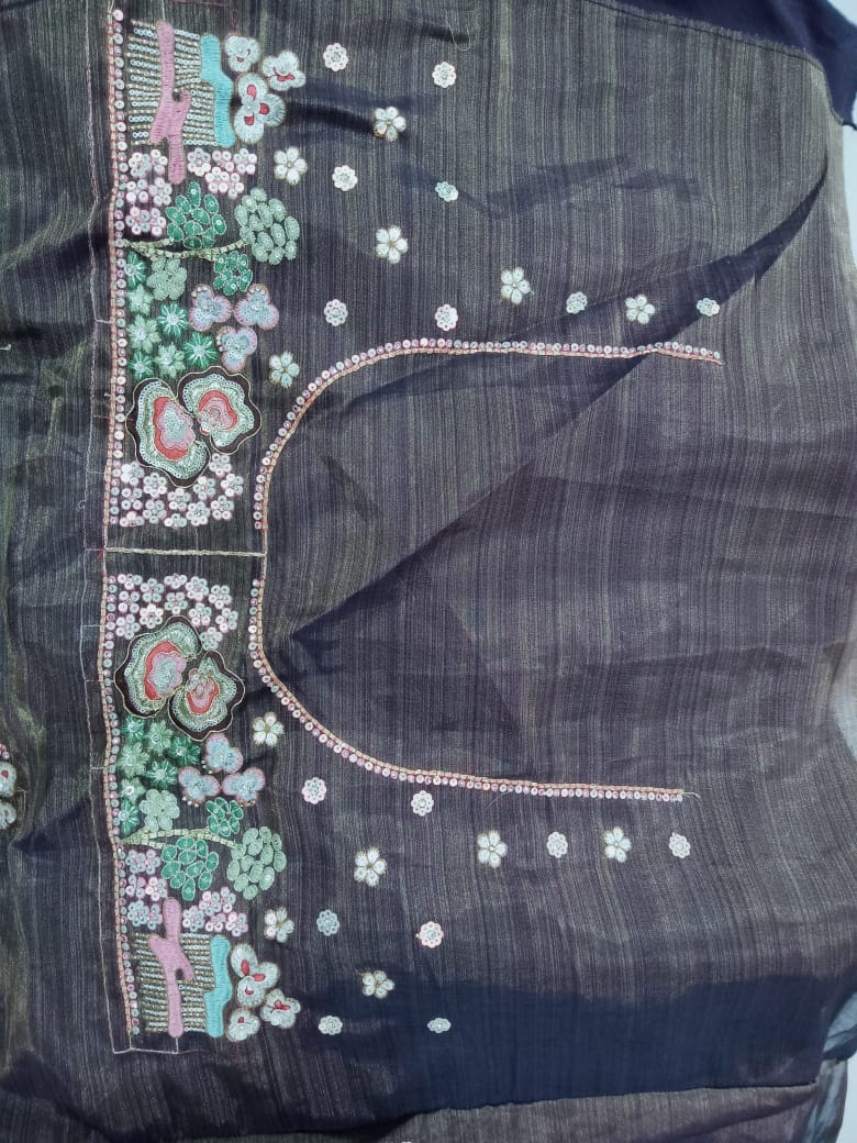 Purple Multi-Color Net Fabric Sequins Work Heavy Floral Embroidered Lehenga