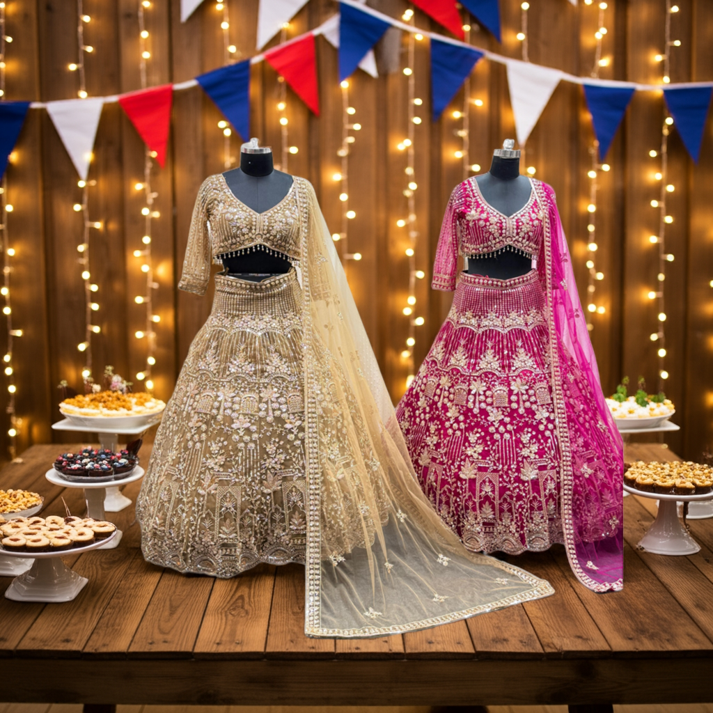 Fantastic Dark pink crop top Lehenga