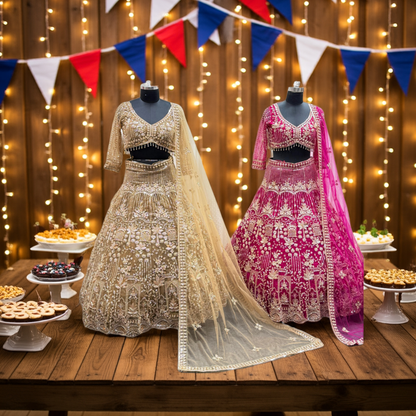 Fantastic Dark pink crop top Lehenga