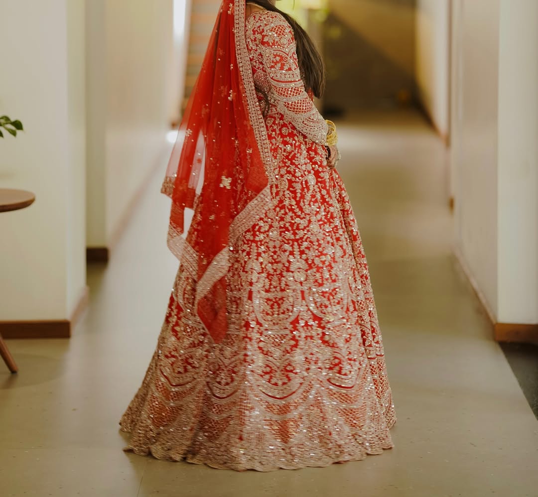 Fantastic Maroon red crop top Lehenga Happy Customer