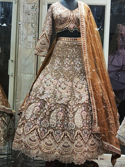 Glamorous purple peacock crop top lehenga