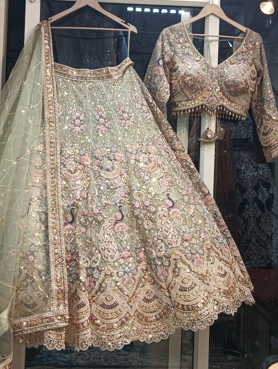 Glamorous purple peacock crop top lehenga