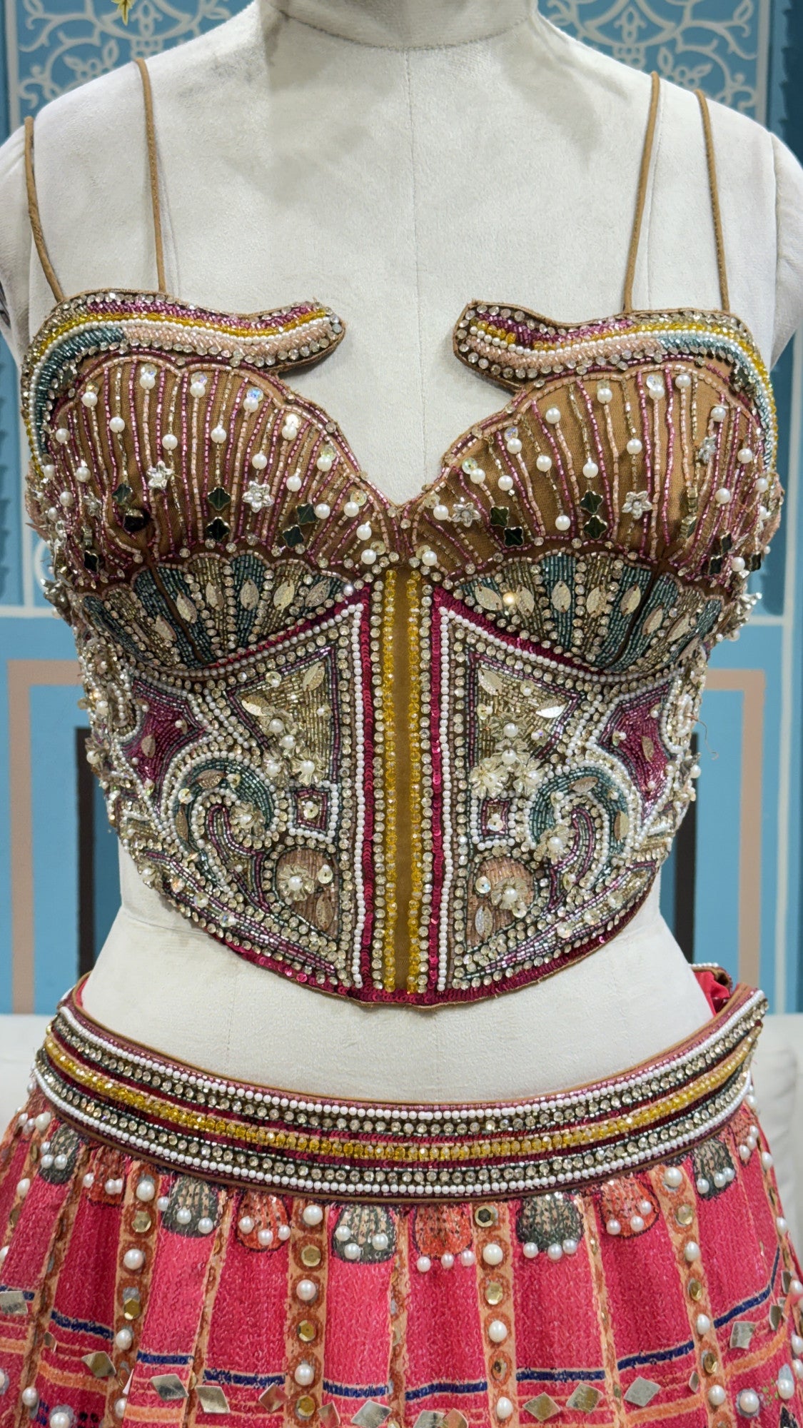 Hot Pink PDP Yellow Mustard Crop Top Lehenga