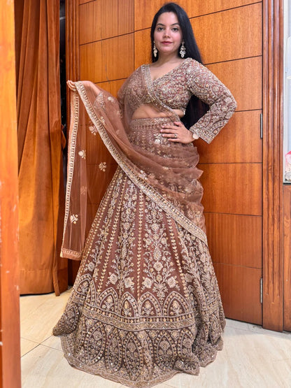 Tremendous light peach Crop top Lehenga Happy Customer