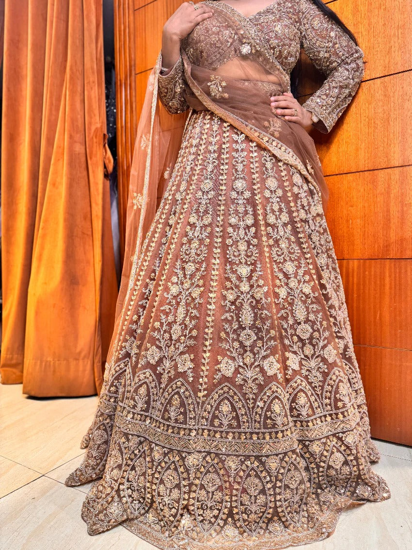 Tremendous light peach Crop top Lehenga Happy Customer