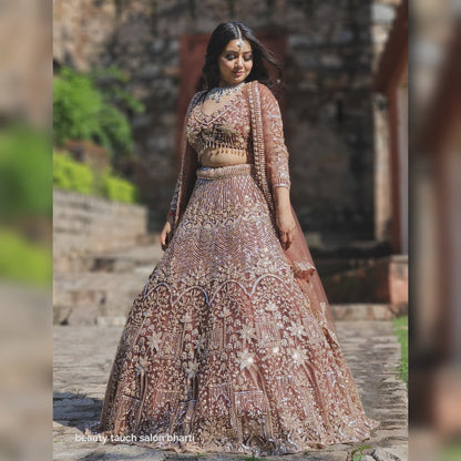Fabulous white Crop top Lehenga
