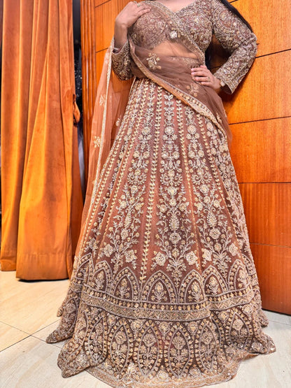Tremendous light peach Crop top Lehenga Happy Customer