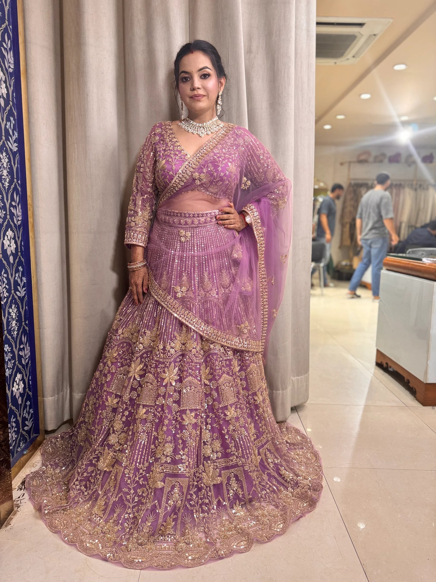 Designer Red crop top Lehenga Happy Customer