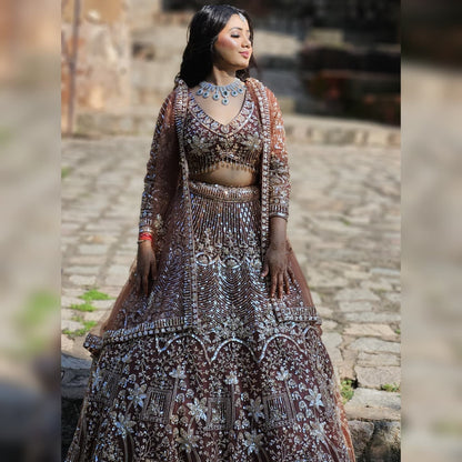 Fabulous white Crop top Lehenga
