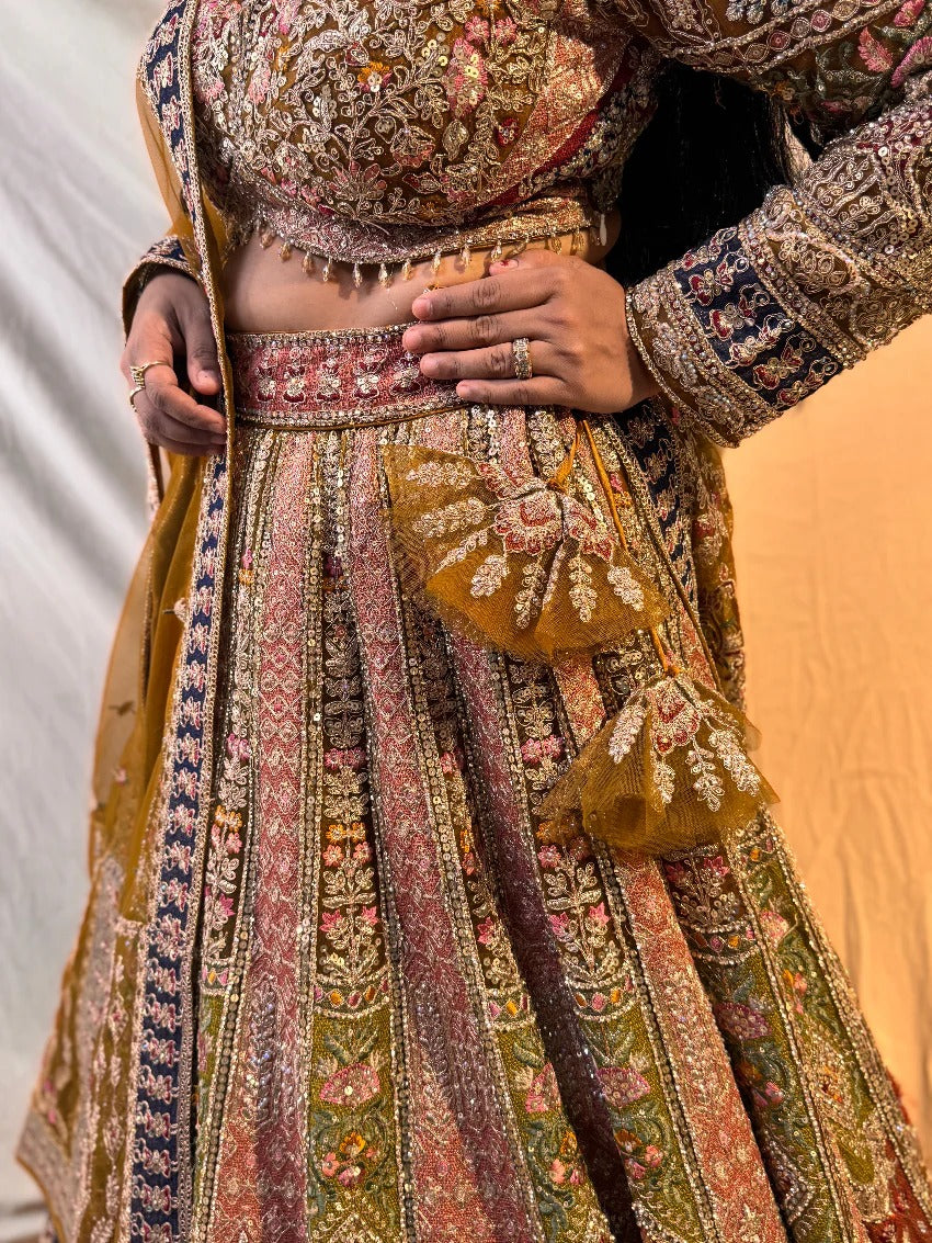 Beautiful yellow pink peacock Double Duptta Lehenga Happy Customer