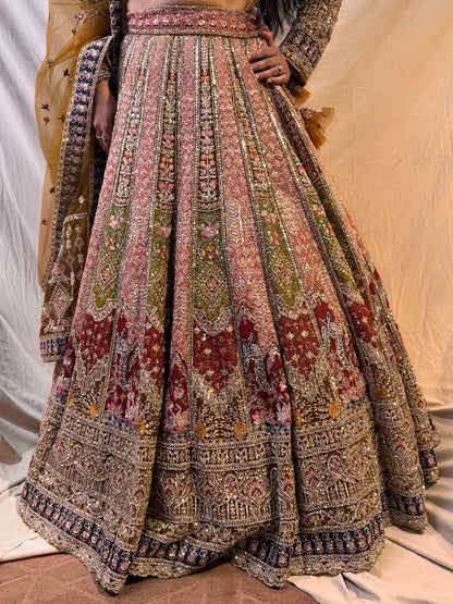 Beautiful yellow pink peacock Double Duptta Lehenga Happy Customer