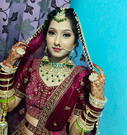 Designer jhumka Maroon bridal lehenga ( happy customer)