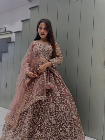 Fantastic Maroon red crop top Lehenga Happy Customer