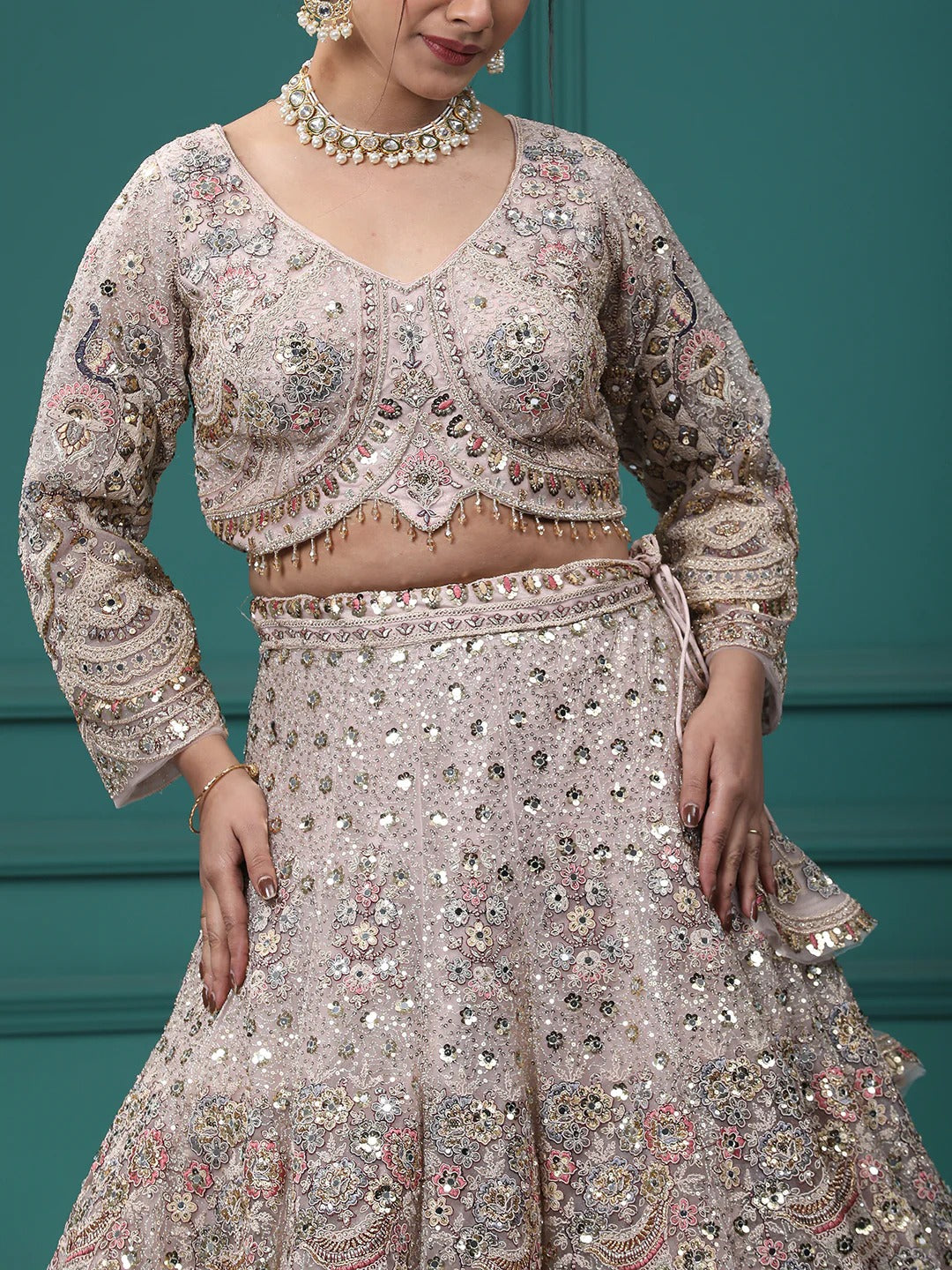 Something different Light pink peacock crop top Lehenga Happy Customer