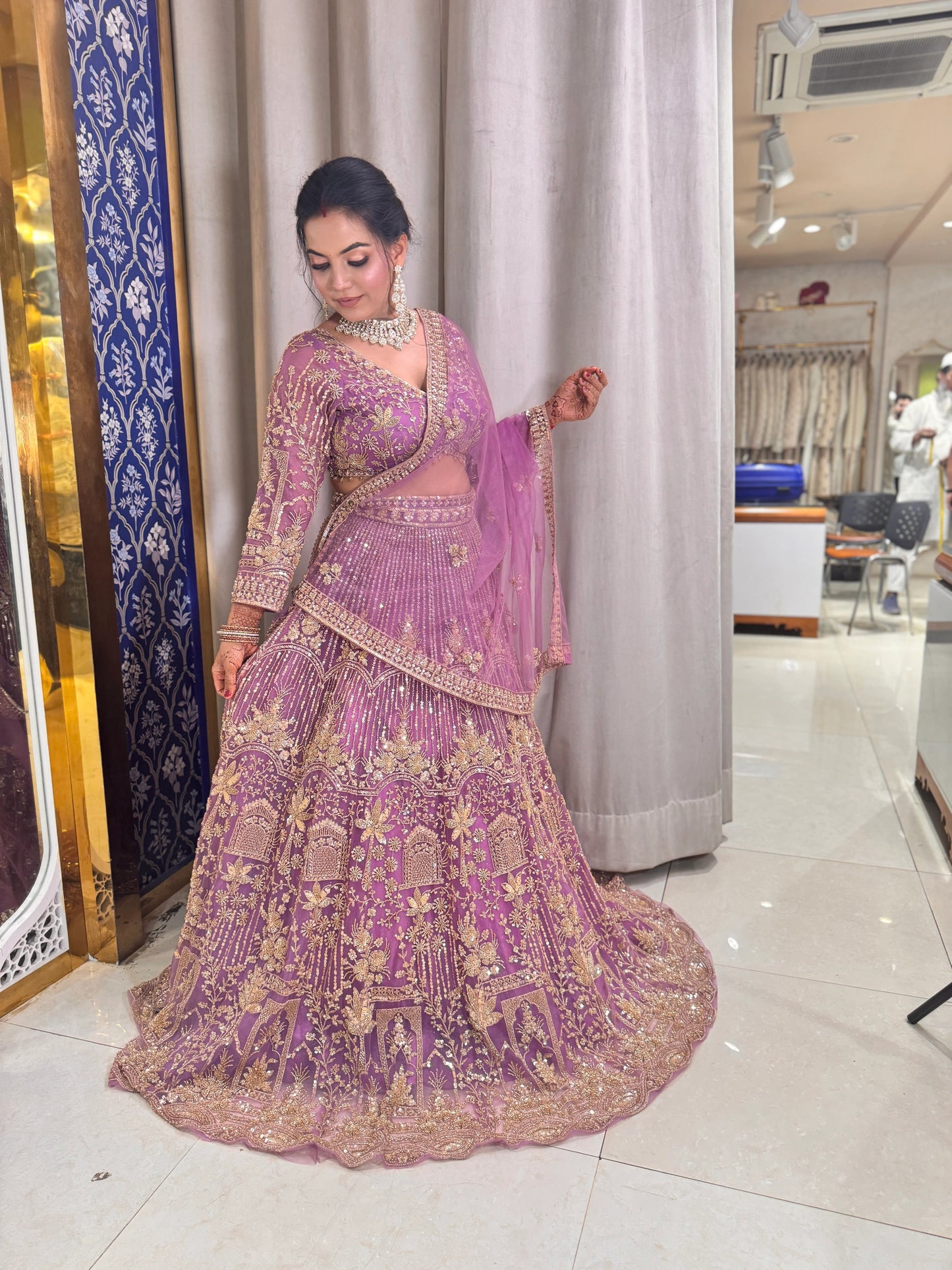 Designer Red crop top Lehenga Happy Customer