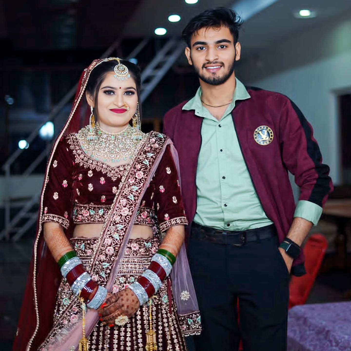 Designer jhumka Maroon bridal lehenga ( happy customer)