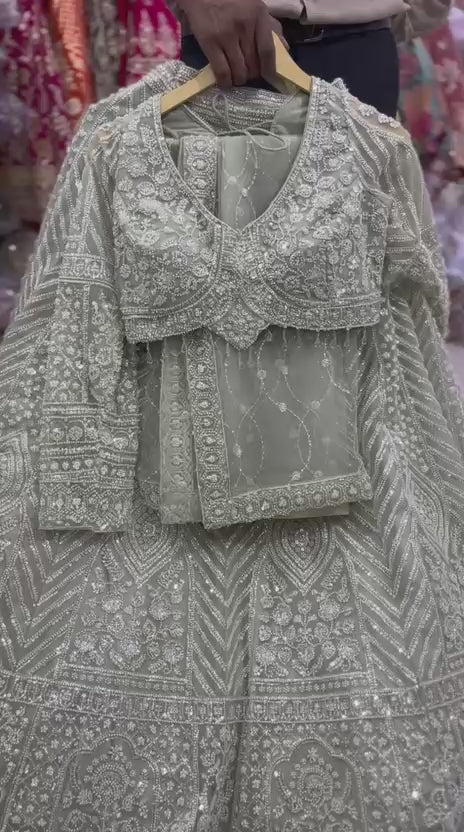 Light Green Crop Top Lehenga