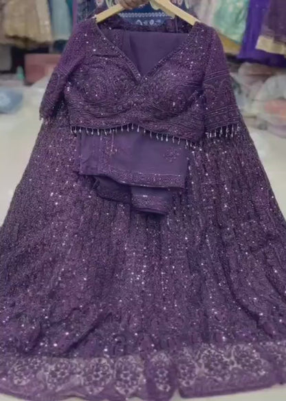 Purple Crop Top Lehenga
