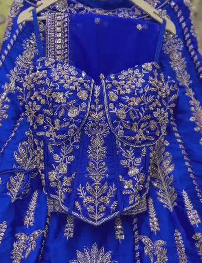 Hot pink Designer Crop Top Lehenga