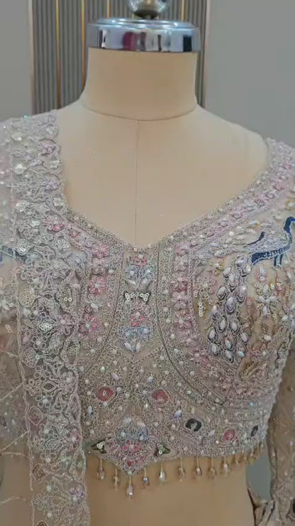 Awesome Lavender peacock crop top Lehenga