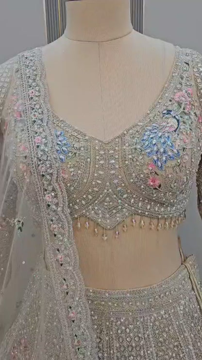 Attractive Lavender Crop top Lehenga