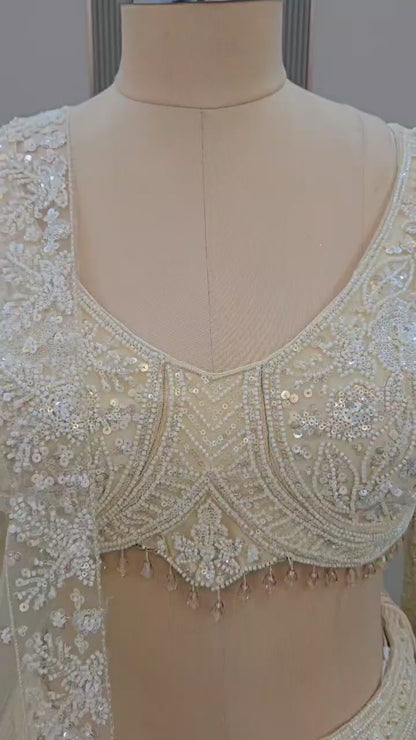 Designer Black Sequins Crop top Lehenga