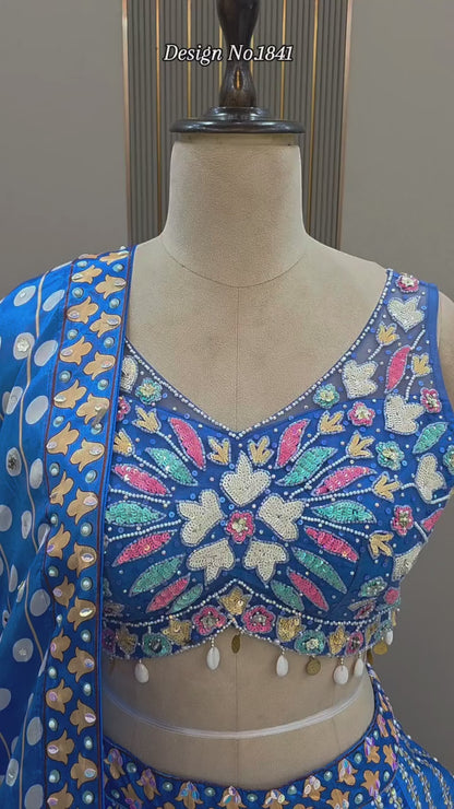 Blue PDP Crop Top Lehenga
