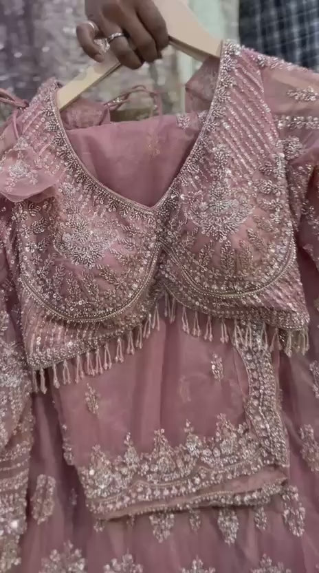 Pink Crop Top Lehenga