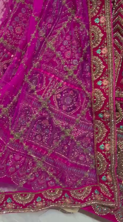 Pleasing Hot pink Bridal Lehenga