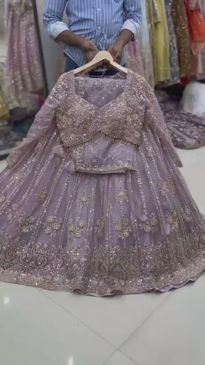 Lavender Crop Top Lehenga