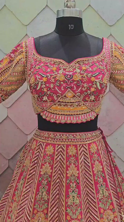 Awesome green peacock Crop top Lehengal