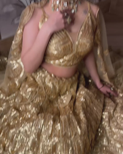 Fabulous peacock golden crop top Lehenga happy customer