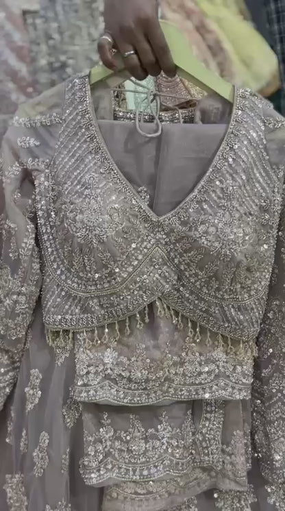 Lavender Pink Crop Top Lehenga