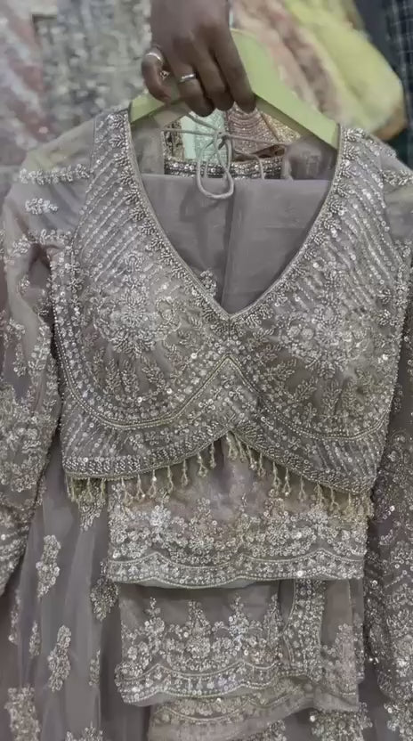 Lavender Pink Crop Top Lehenga