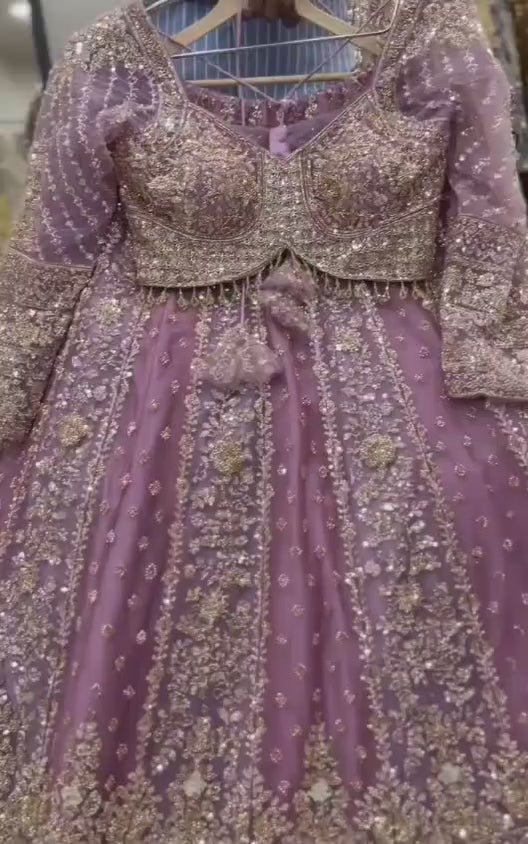Pink Lavender Crop Top Lehenga